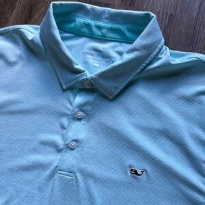 Vineyard Vines Performance Polo Teal and White Stripe Men’s XL